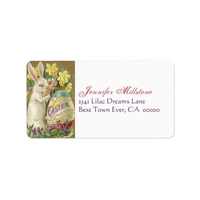 Vintage Påsk Rabbit Painter Egg-adressetikett Adressetikett (Framsidan)