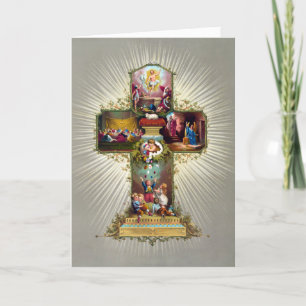 Vintage Påsk Religiösa Guld Helgdag Card Helgkort