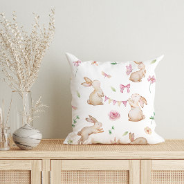 Vintage Påsk Rosa Kanin Mönster Kudde
