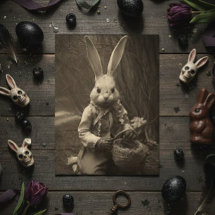 Vintage Påsk Scary Bunny Vykort