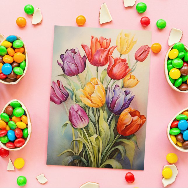 Vintage Påsk Tulips Flower Vykort (Skapare uppladdad)