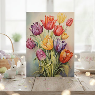 Vintage påsk tulpaner blomma vykort