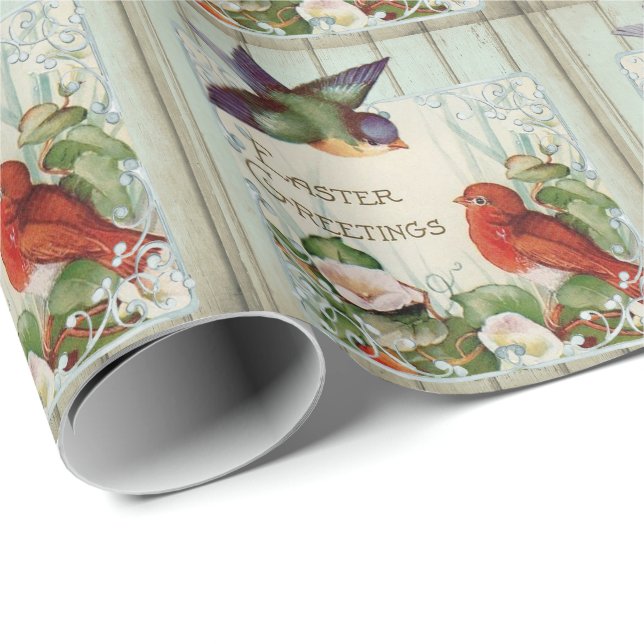 Vintage Påsk Vår  Presentpapper (Rullad Hörn)