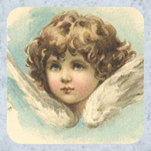 Vintage Påsk, Victorian Angel med Lily Flowers Fyrkantigt Klistermärke