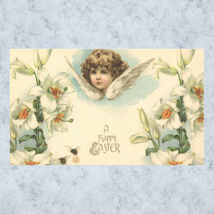 Vintage Påsk, Victorian Angel med Lily Flowers Rektangulärt Klistermärke