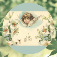Vintage Påsk, Victorian Angel med Lily Flowers