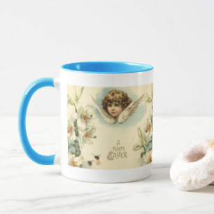 Vintage Påsk, Victorian Lily Flowers och Angel Mugg