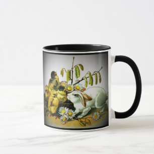 Vintage Påsk White Rabbit & Baby Chickar, ZSSG Mugg