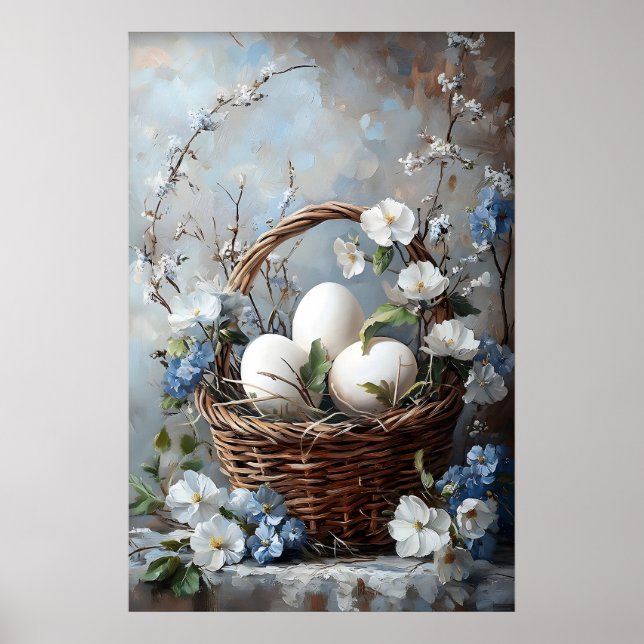 Vintage påskägg Blombaskettryck, vår Poster (Framsidan)