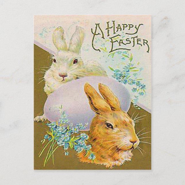 Vintage Påskägg Bunny Påsk Card Helg Vykort (Framsida)