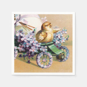 Vintage Påskägg Chick Blommigt Flowers Pappersservett
