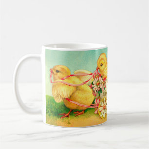 Vintage Påskägg Chick Carriage Blommigt Flowers Kaffemugg