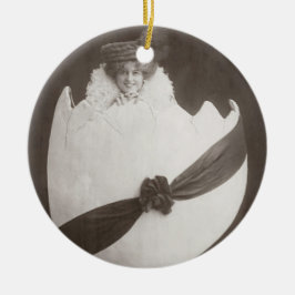 Vintage Påskägg Dam Julgransprydnad Keramik