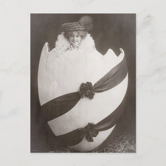 Vintage Påskägg Dam Vykort (Framsida)