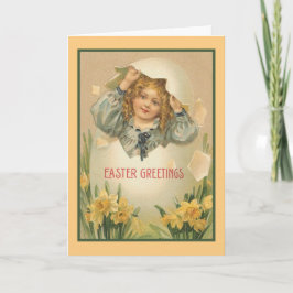 Vintage Påskägg Girl Greeting Card Helgkort