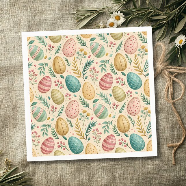 Vintage påskägg med blomknoppar pappersservett (Skapare uppladdad)