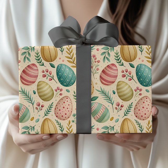 Vintage påskägg med blomknoppar presentpapper (Skapare uppladdad)