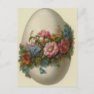 Vintage påskägg med blommor påskkort helg vykort