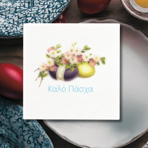 Vintage Påskägg med körsbärsblommor och grekisk te Pappersservett