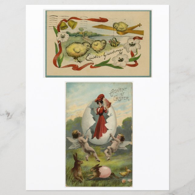 Vintage Påskhälsningar Scrapbook Papper Tre (Framsida)