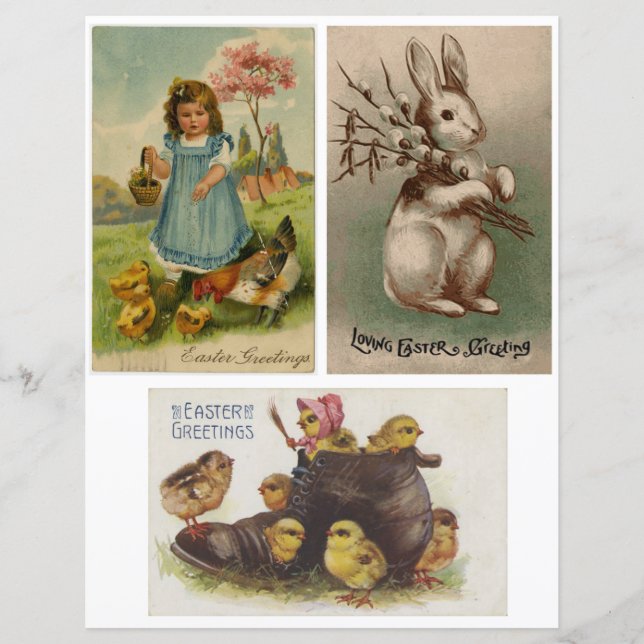 Vintage Påskhälsningar Scrapbookpapper (Framsida)