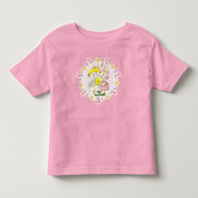 Vintage påskharar Rosa påsk  T Shirt (Framsida)