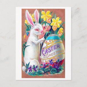 Vintage Påskhare Äggblomma Vykort