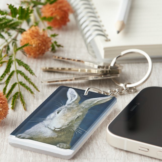 Vintage Påskhare, Cute Hårig White Rabbit (Högra Framsidan)