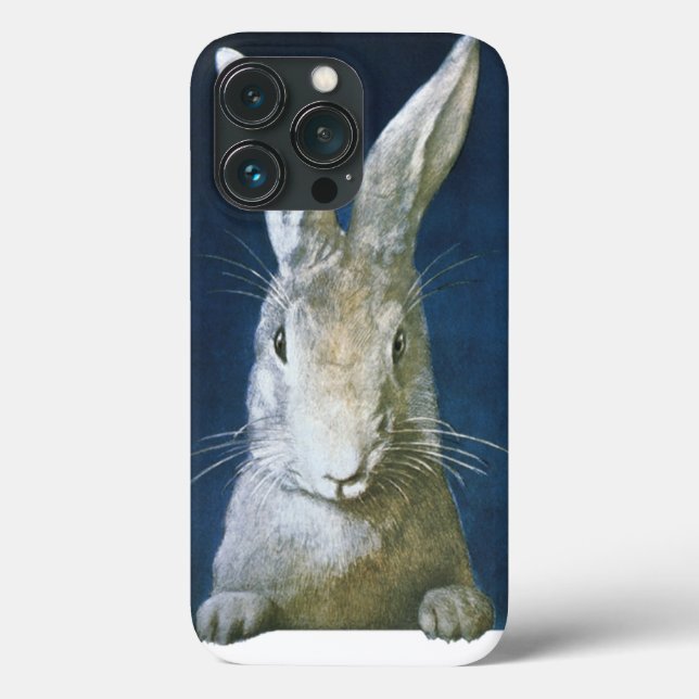 Vintage Påskhare, Cute Hårig White Rabbit (Baksida)