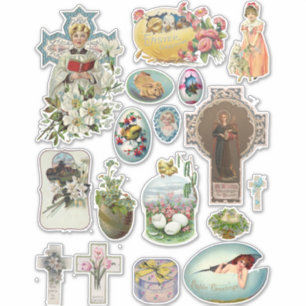 Vintage Påskhare Kids Animals Kor Art Klistermärken
