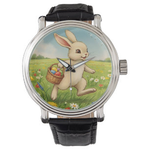 Vintage påskhare på våräng armbandsur