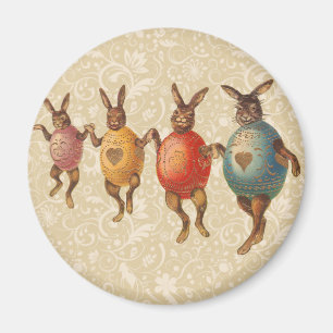 Vintage Påskhare som dansar med äggstumpar Magnet