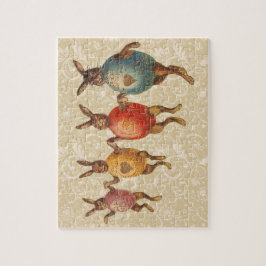 Vintage Påskhare som dansar med äggstumpar Pussel