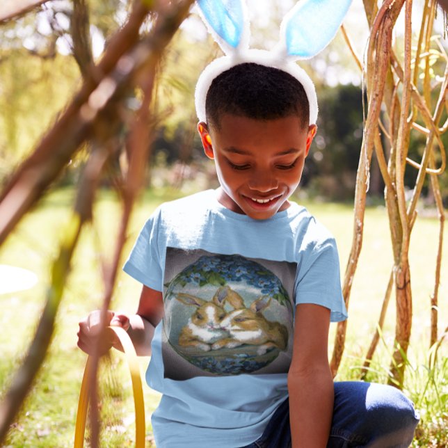 Vintage Påskhare Texturerade Cameo Kids Tee (Vintage Easter Bunnies Textured Cameo Kids T-Shirt)