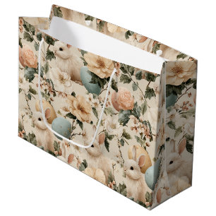 Vintage påskharen blommig (1)