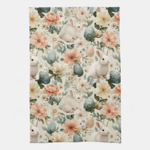 Vintage Påskharen Blommig (10) Kökshandduk