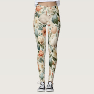 Vintage påskharen blommig (10) leggings