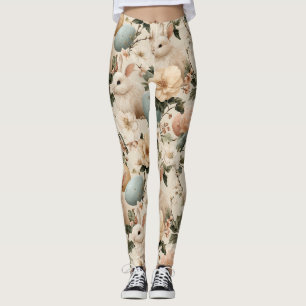 Vintage Påskharen Blommig (1) Leggings