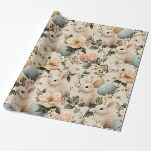 Vintage påskharen blommig (1) presentpapper