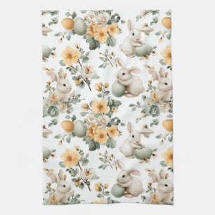Vintage Påskharen Blommig (2) Kökshandduk