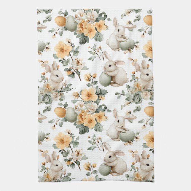 Vintage Påskharen Blommig (2) Kökshandduk (Vertikal)