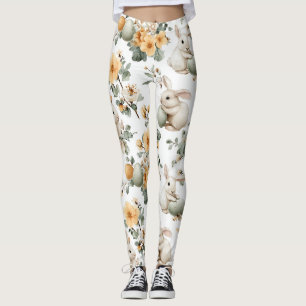 Vintage påskharen blommig (2) leggings