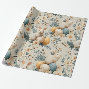 Vintage påskharen blommig (3) presentpapper