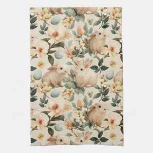 Vintage Påskharen Blommig (4) Kökshandduk