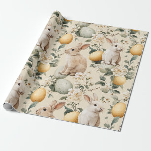 Vintage Påskharen Blommig (5) Presentpapper