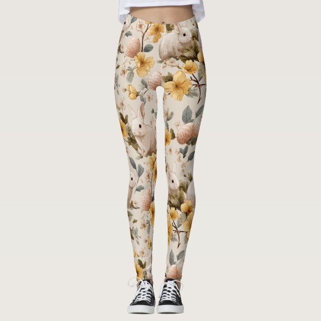 Vintage Påskharen Blommig (8) Leggings (Framsida)