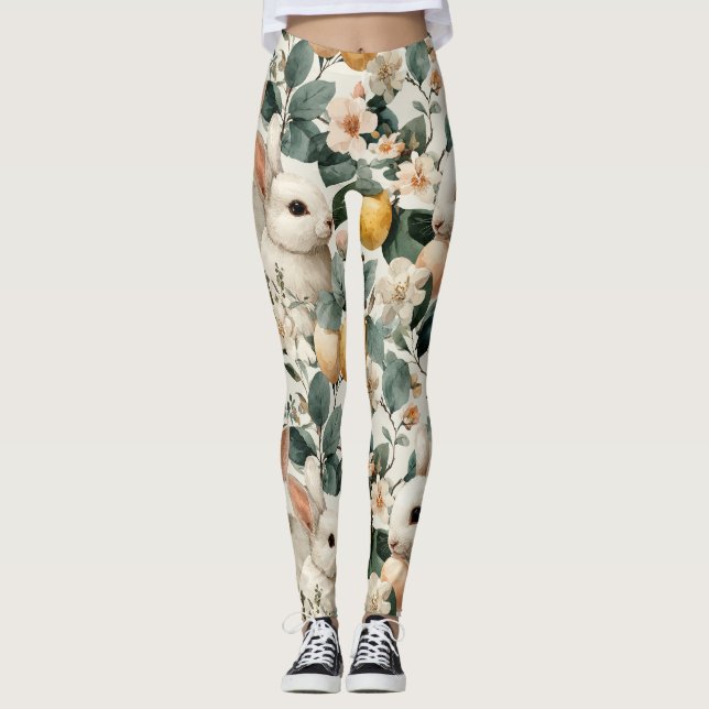 Vintage Påskharen Blommig (9) Leggings (Framsida)