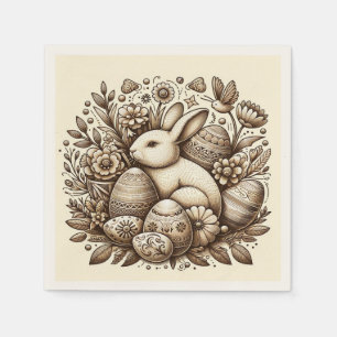 Vintage påskharen blommor & ägg 1-årsdag pappersservett