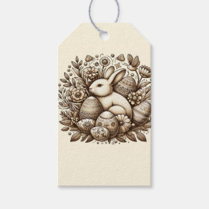 Vintage påskharen blommor & ägg 1-årsdag  presentetikett