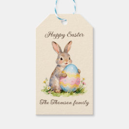 Vintage Påskharen Glad Påsk med Ägg Familj Presentetikett